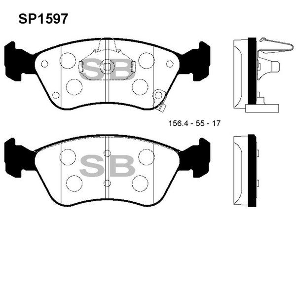 Колодки тормозные передние Sangsin SP-1597 (D2170M) 
