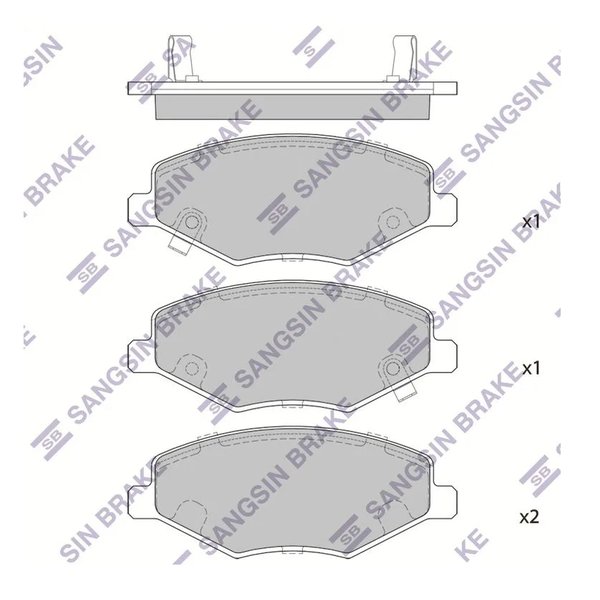 Колодки тормозные передние Chery Tiggo T11/21 1.6L 1.8L 2.0L 06/07- Sangsin SP-2092