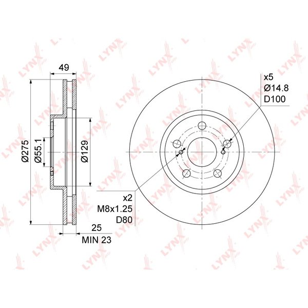 Диск тормозной перед Toyota 43512-20711 Lynx BN-1154 (DF4160)  AZT24# ZZT241/245 ZZT231 D=275