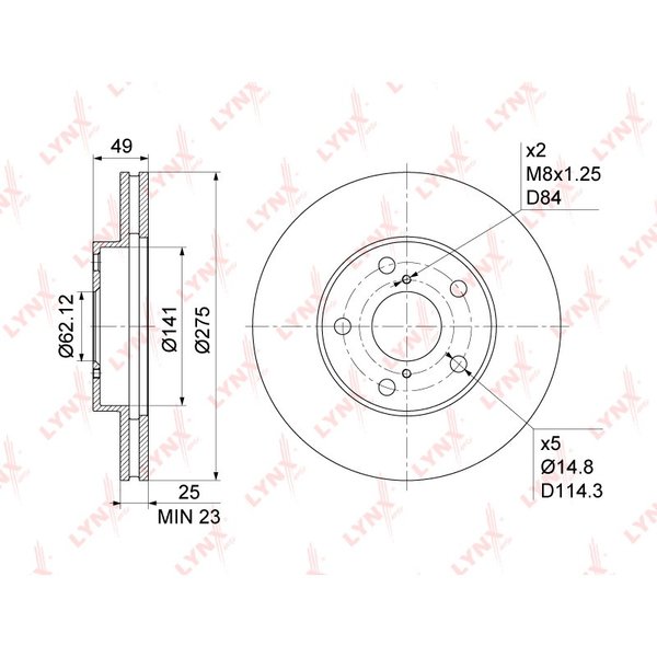 Диск тормозной перед Toyota 43512-42030 Lynx BN-1160 ACA2# ZCA2# D=275 (DF4161,K000361) 