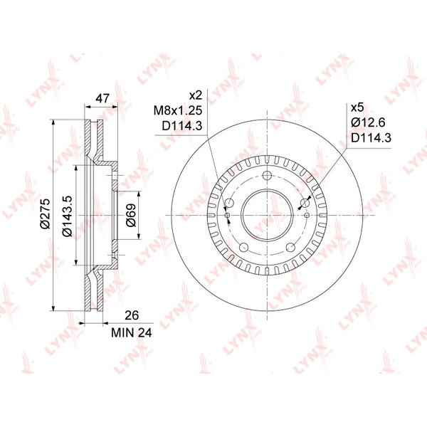 Диск тормозной перед Hyundai 51712-2H000 Lynx BN-1056 Elantra/Avanta 06/05-11/04 D=275 (DF4922)