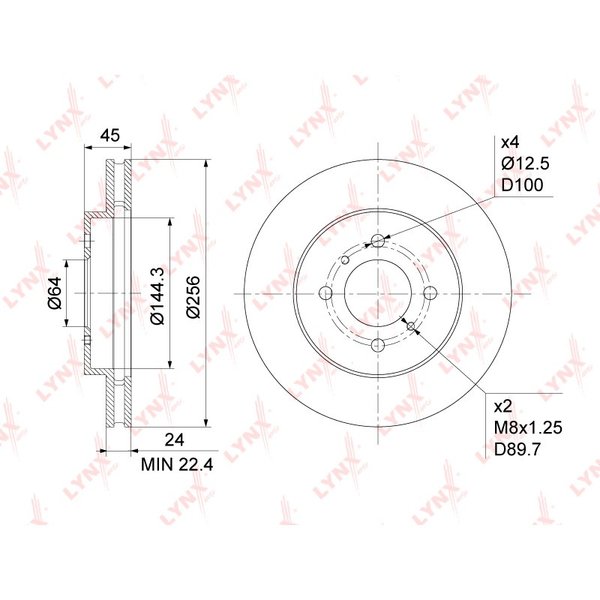 Диск тормозной перед MMC MB699285 Lynx BN-1089 Lancer CS 1.3-2.0 03-Lancer V-VI 1.5-1.8 92-03