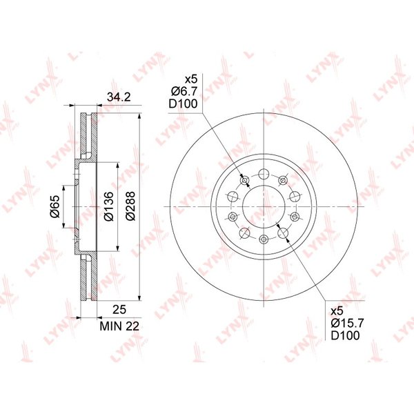 Диск тормозной перед VW 6R0615301D Lynx BN-1234 Bora 98-05/Golf IV 97-05/Polo 01-&amp;gt;/Polo Sedan 10-