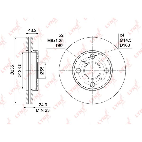 Диск тормозной перед Toyota 43512-52060 Lynx BN-1182 NCP5 D=235