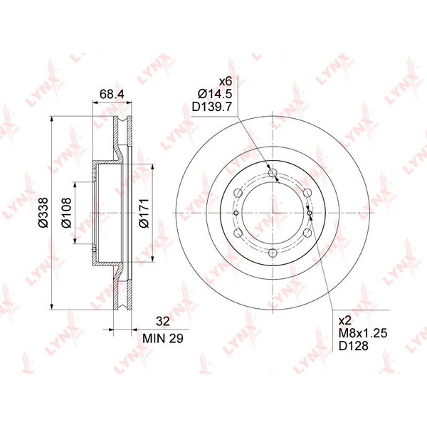 Диск тормозной перед Toyota 43512-60191 Lynx BN-1634 GRJ150 KDJ15# GX460 D=338 (A6F159B)