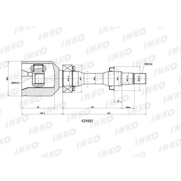 Шрус внутренний Toyota 43030-20030 Inko 429005 AT191/210 ST190 SV30/40/50 NZE, R 23x35x20 (TO-633)