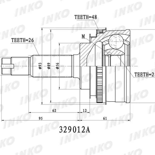 Шрус внешний 26/25 ABS48 329012A INKO