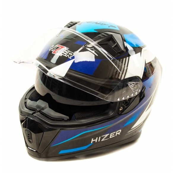 Шлем мото интеграл HIZER J5320 (L) #1 black/blue (2 визора)