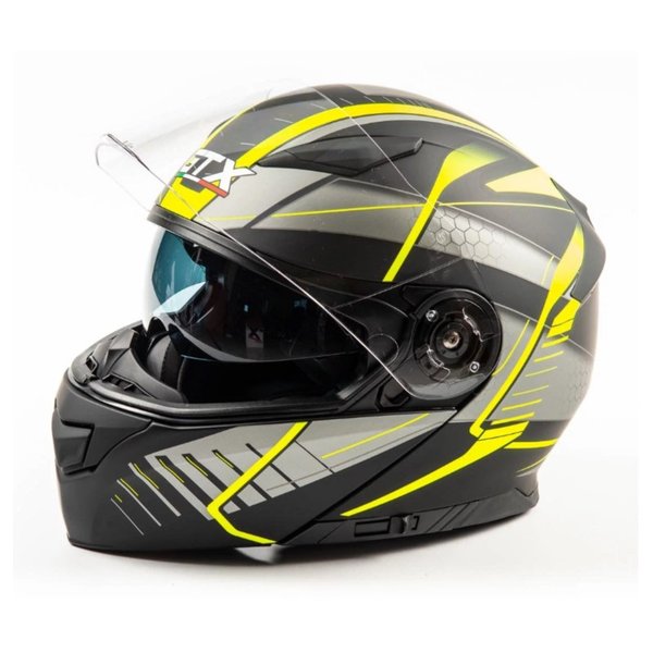 Шлем мото модуляр GTX 550 (XL) #3 BLACK/FLUO YELLOW GREY (2 визора)
