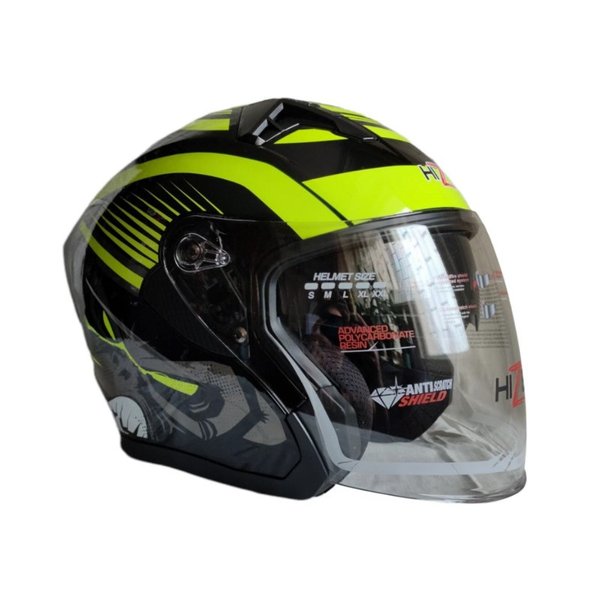 Шлем мото открытый HIZER J228 (L) #1 black/neon yellow