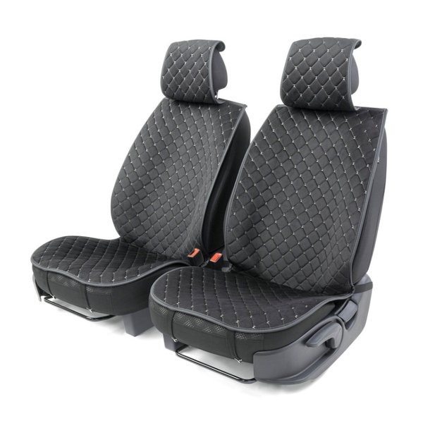 Накидки на сиденье Car Performance передние 2 шт алькантара черн/серые 5шт/уп CUS-1012 BK/GY