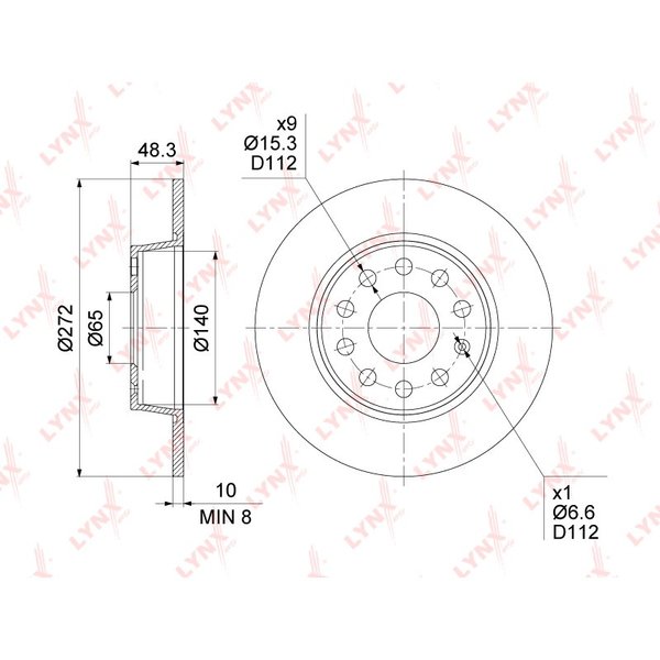 Диск тормозной задн VW 1K0615601AA Lynx BN-1235 Golf 03- Audi A3 03- D=272 (DF4276)