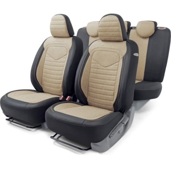 Чехлы автомобильные LINEN лен 15пред. 4мол. черн/бежевые AIRBAG LIN-1505BK/BE