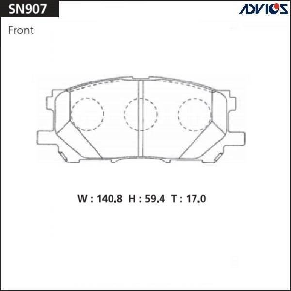 Колодки тормозные передние Toyota 04465-48110 Advics A1N-110 MCU3# (NP1062,PF1497,SP1456)