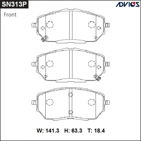 Колодки тормозные передние Totota 04465-F4010 Advics SN-313P C-HR, Corolla #E21 (04465-F4020)