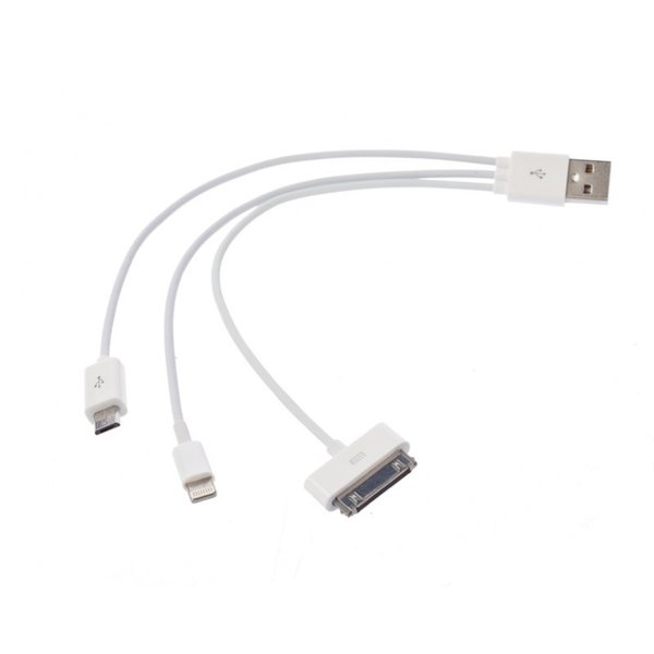 Кабель USB 2.0 -Apple IPhone/iPod/iPad 8pin 3в1 20см Partner 