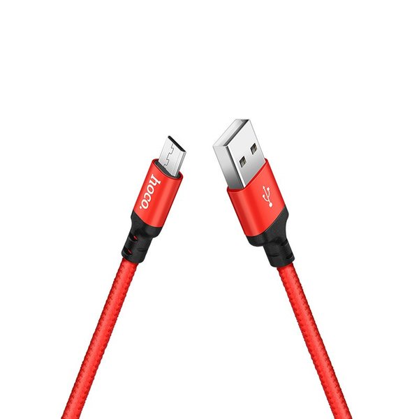 Кабель HOCO micro USB X14, 2м,  черный/красный  62912