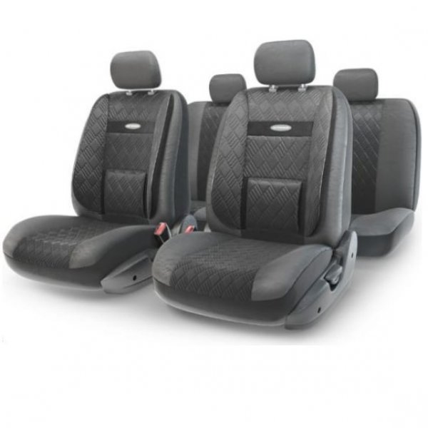 COM-1105GP BK/BK (M) Чехлы автомобильные Comfort экокожа+полиэстер 11пр карм 6мол черный р-р М