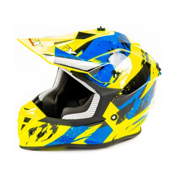 Шлем мото кроссовый GTX 633 (S) #1 FLUO YELLOW/BLUE BLACK