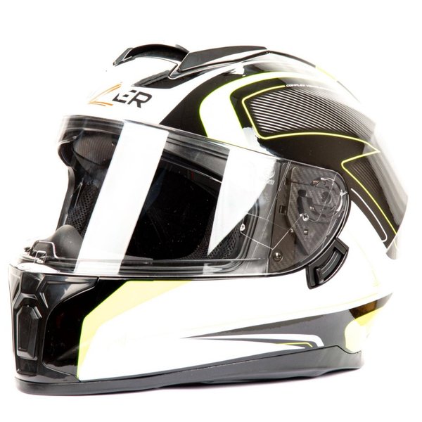Шлем мото интеграл HIZER B566 (L) #1 black/white/yellow (2 визора)