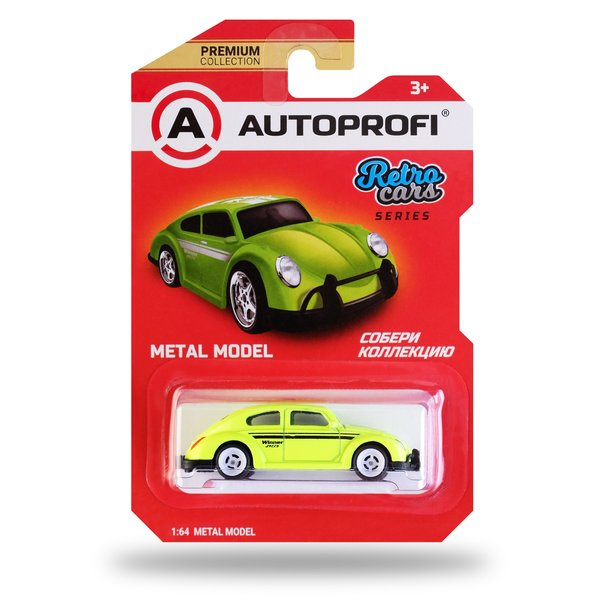 Машинка коллекционная 1:64 RETRO CARS VW Beetle зелёный RET-002 GR 3