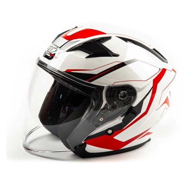 Шлем мото открытый GTX 278 (S) #3 WHITE/RED BLACK (2 визора)