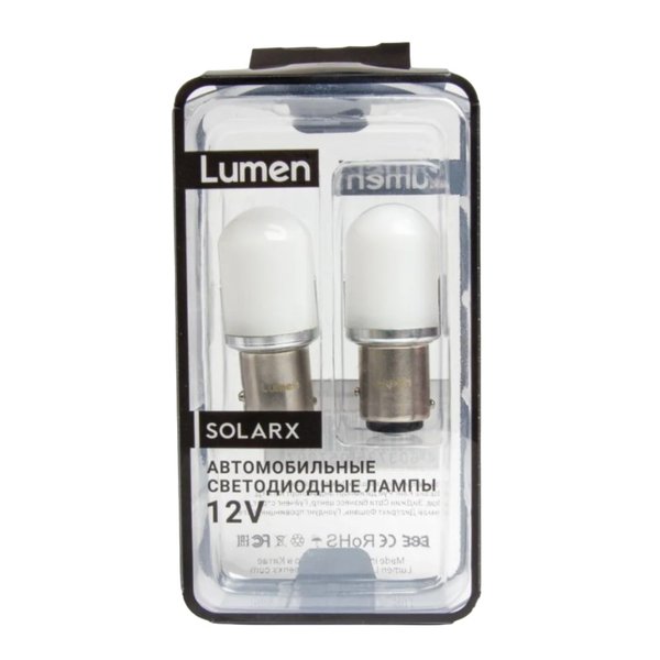 Лампа св/д P21/5W 12-24V-LED (BAY15d) SOLARX Lumen 3030-15-SMD белый свет Блистер 2 шт.