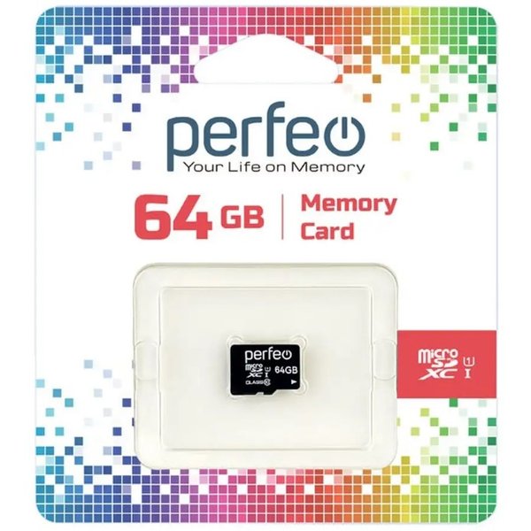 Карта памяти MicroSDXC 64Gb Perfeo UHS-1 class 10 без адаптера