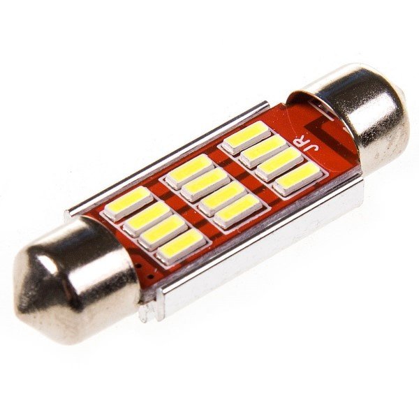 Лампа св/д T11*39 12V 12 SMD диодов биполярная Белая SKYWAY*