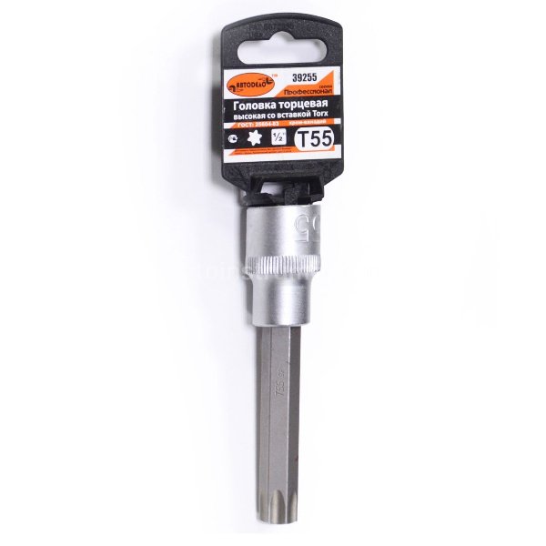 Головка торцевая со вставкой 1/2 T55 длина 100мм TORX АвтоДело Professional