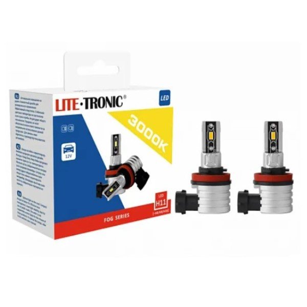Лампа Н11/Н8/Н9/Н16 LITE-TRONIC FOG H11FSLEDX2 LED 3000K 12V 2шт