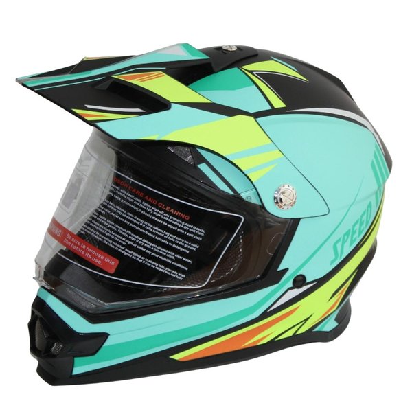 Мотошлем кроссовый RACER JK802 (XL) черный/зеленый визор