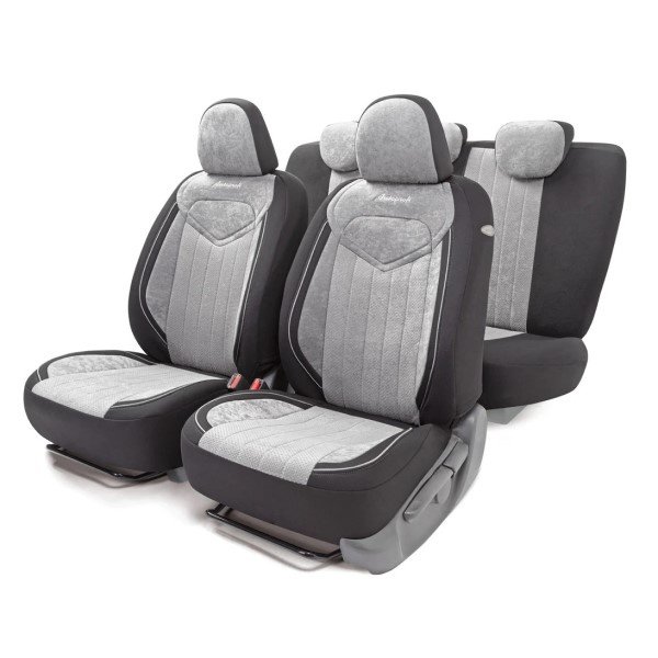 Чехлы автомобильные SIGNATURE велюр 15пред. 4мол. черн/св.серые AIRBAG SGN-1505
