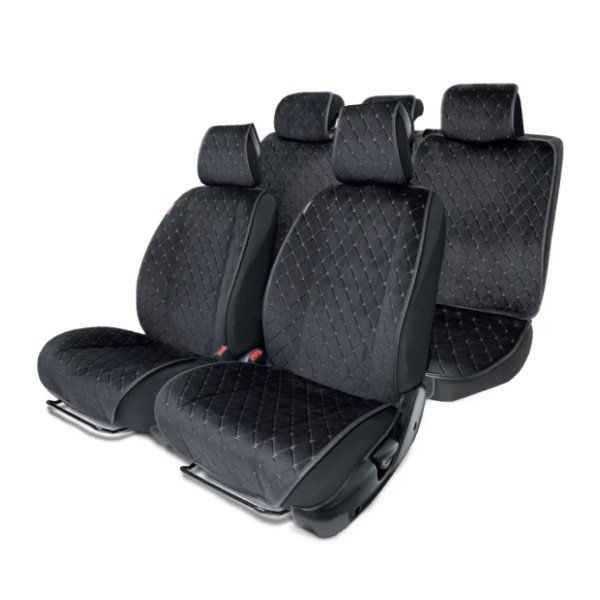 Накидки на весь салон Alcantara c контр.прострочкой черн/серый