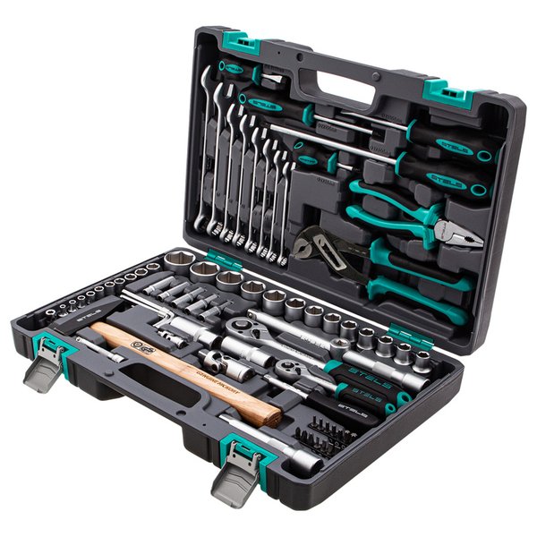 Набор инструмента 1/2, 1/4 76пред. пласт.кейс Stels 14104