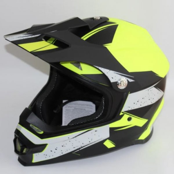 Мотошлем RACER JK802 (XXL) желтый/черный (9) кросс, (по visor)