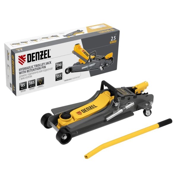 Домкрат гидравлический подкатной с фиксатором 2,5 т 85-385 мм Denzel