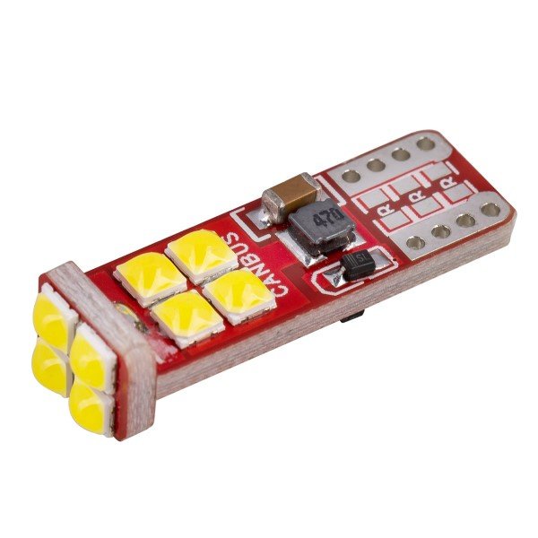Лампа св/д T10 (W5W) SKYWAY 12/24V 12 SMD диодов 1-конт (CANBUS) белая (поштучно)