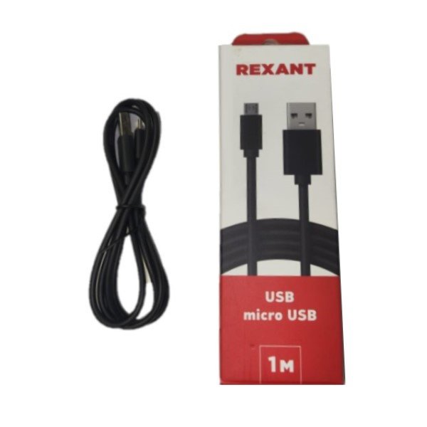 Кабель REXANT USB-A – micro USB 1А 1м ПВХ черный