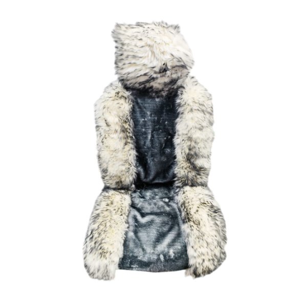 Накидка мех искусств. Австралия на перед. сидения середина стрижка черный пепельные кончики