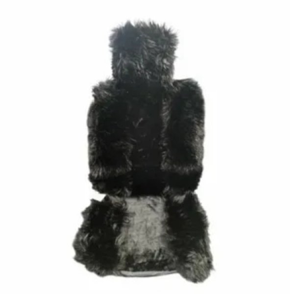 Накидка мех искусств. Австралия на перед. сидения середина стрижка белый черные кончики