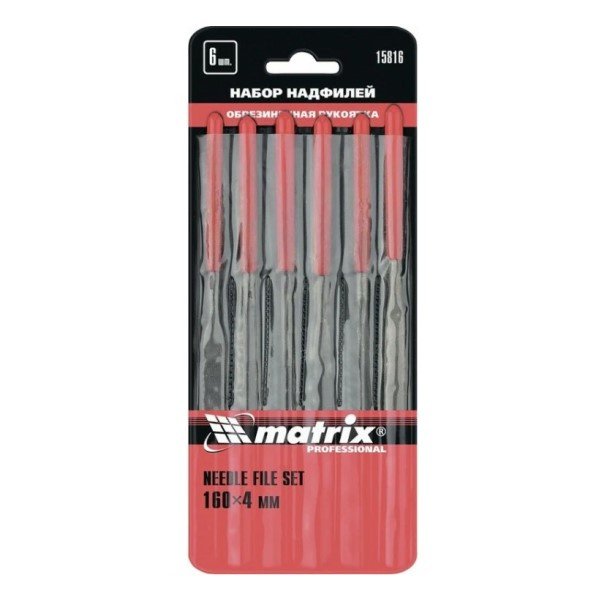 Набор надфилей 160х4, 6 предм. обрезиненные рукоятки MATRIX