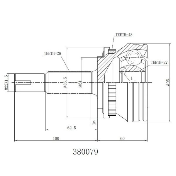 Шрус внешний 26/27 ABS INKO 380079