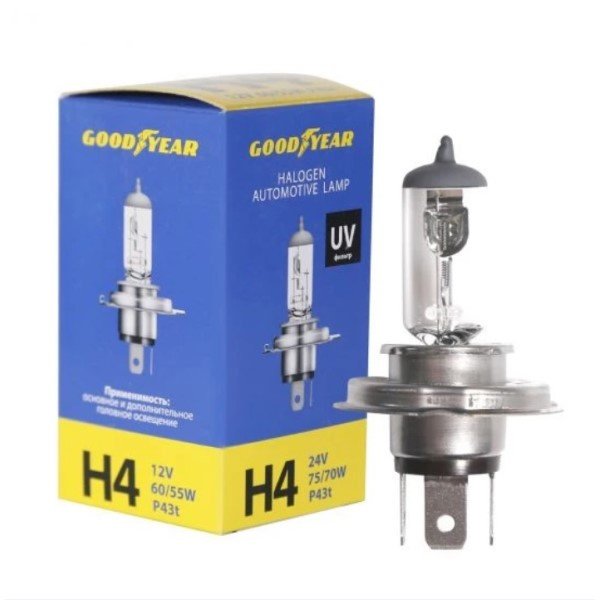 Лампа Н4 Goodyear 12V 60/55W P43t автомобильная галогенная