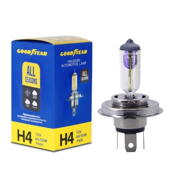 Лампа Н4 Goodyear 12V 60/55W P43t автомобильная галогенная All seasons
