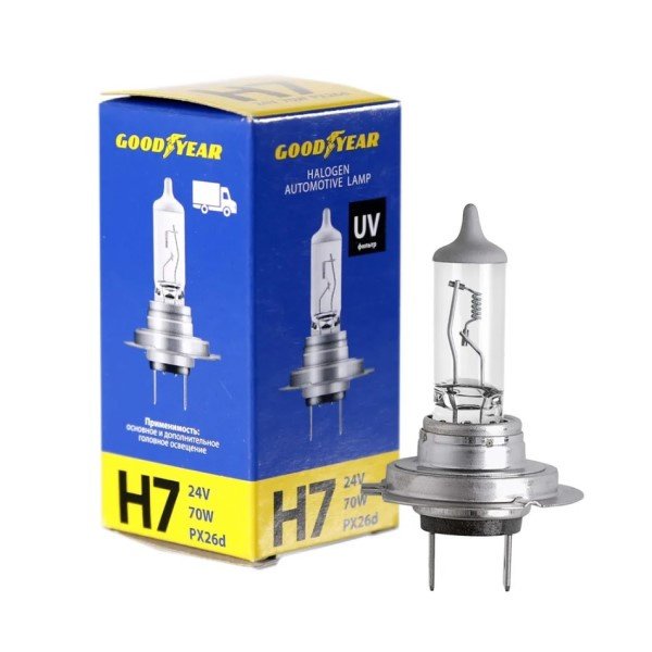 Лампа Н7 Goodyear 24V 70W PX26d автомобильная галогенная