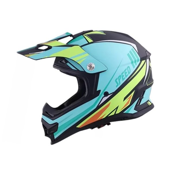 Мотошлем RACER JK802 (L) черный/зеленый (9) кросс, (по visor)