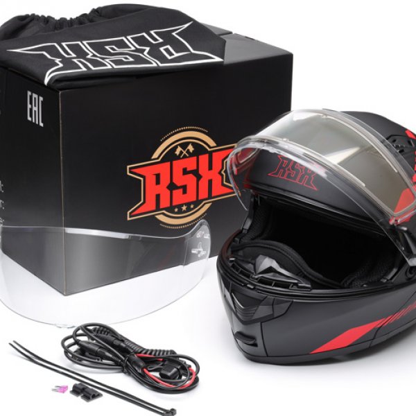Шлем RSX Spark (HS-159) Winter черно-красный матовый XL (Очки желтые)