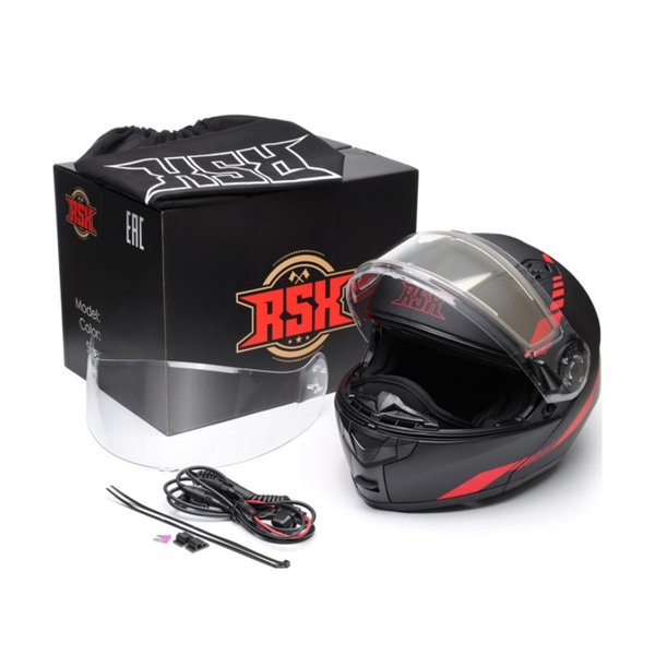 Шлем RSX Spark (HS-159) Winter черно-красный матовый L (Очки желтые)