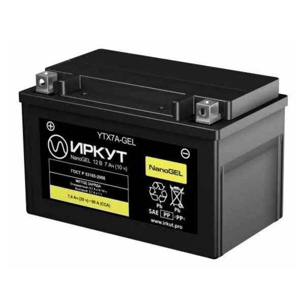 Аккумулятор мото ИРКУТ YTX7A-Gel 7.4 А/ч R